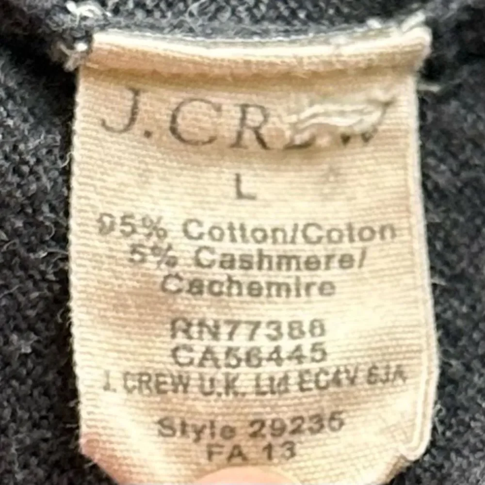 J.Crew Men’s SZ  L Gray V-Neck Cotton Cashmere Pullover Sweater Casual Office